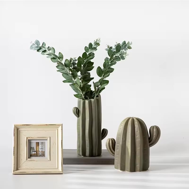 Green Ceramic Cactus Vase