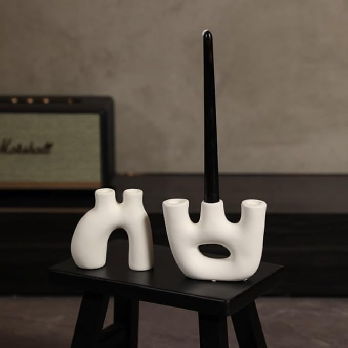 White Letter shaped candle holder