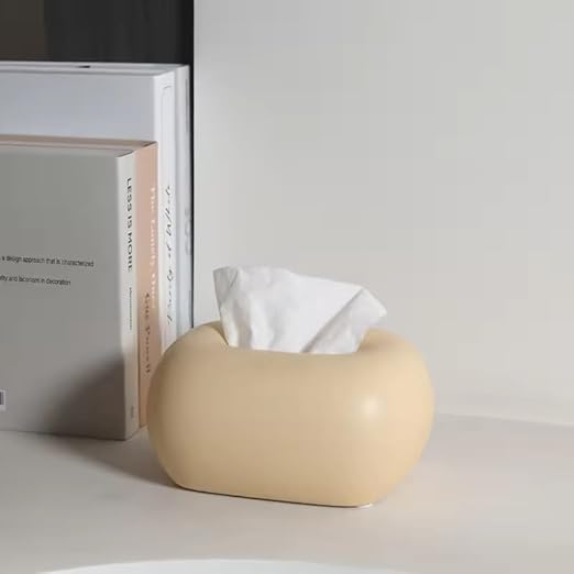 Beige Ceramic Tissue Holder