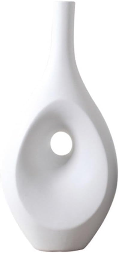 Elongated Donut Shape Vase Set (Black, White)