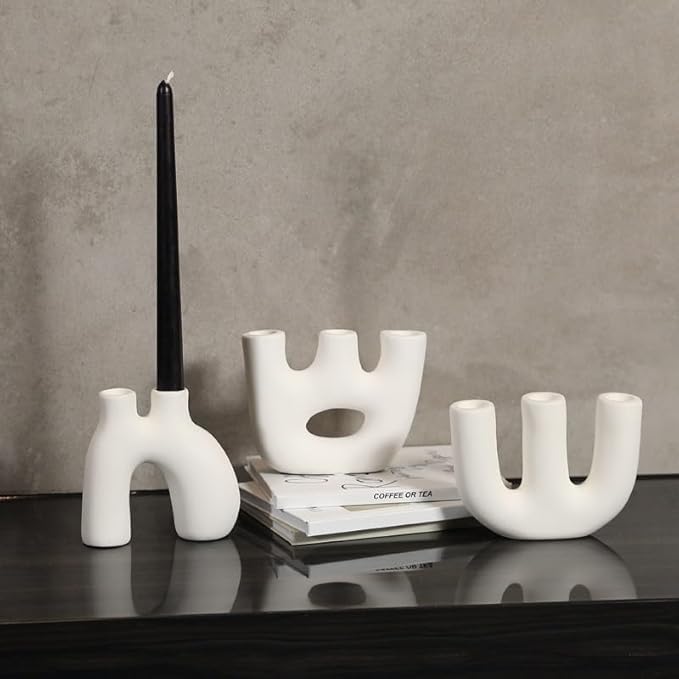 White Letter shaped candle holder
