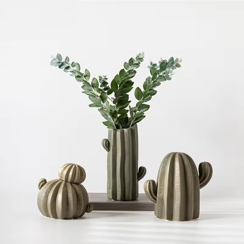 Green Ceramic Cactus Vase