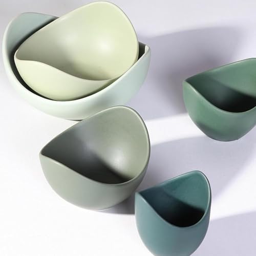 Green Nested Lotus Bowls Set of 5