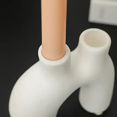 White Letter shaped candle holder