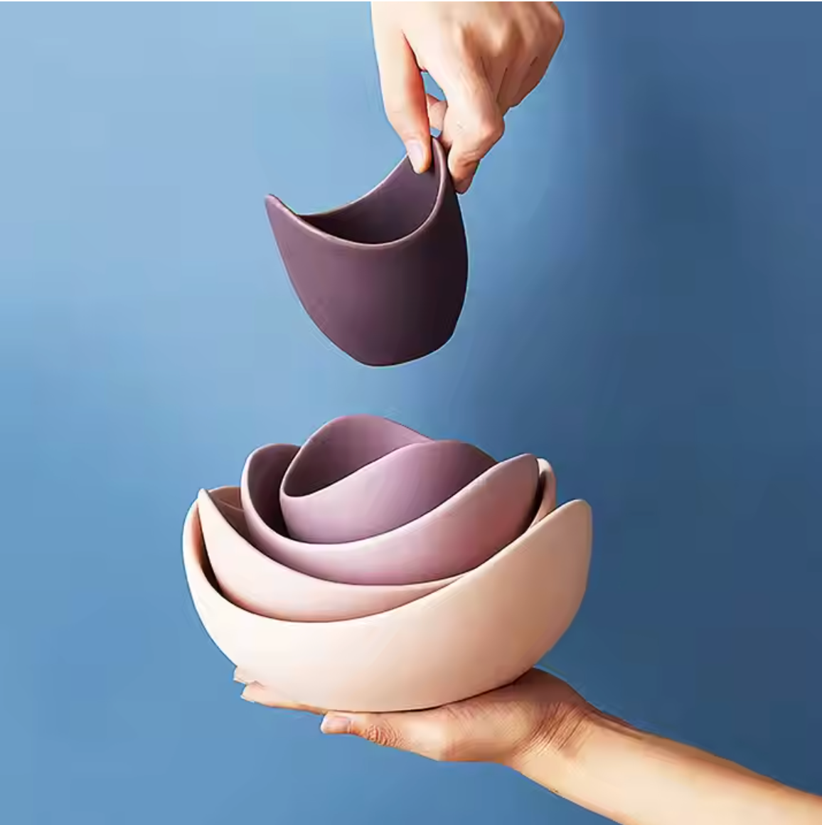 Purple Nested Lotus Bowls Set of 5