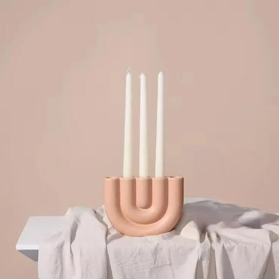 Geometry shaped Beige candle holder