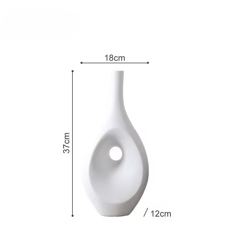 Elongated Donut Shape Vase Set (Black, White)
