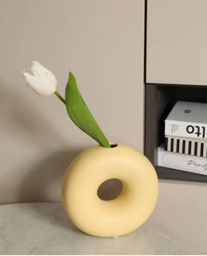 Ceramic Donut Vase set (Pink, Yellow, White)