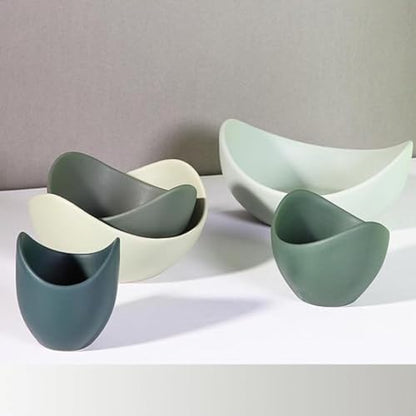 Green Nested Lotus Bowls Set of 5