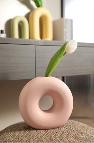 Ceramic Donut Vase set (Pink, Yellow, White)