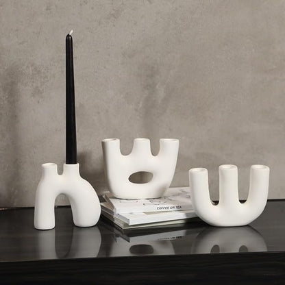 White Letter shaped candle holder